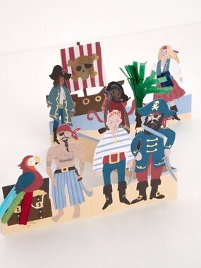 Meri Meri Pirates BD card “Happy Birthday, Matey!” 3-D concertina card x 4 - NEW